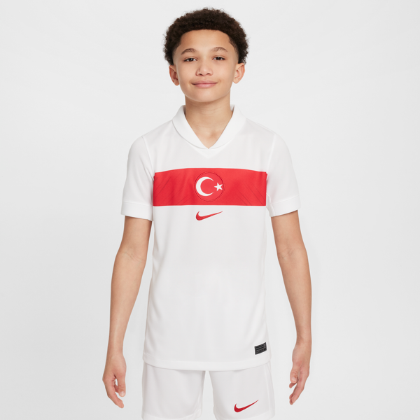 nike maglia da calcio replica  dri-fit turchia 2024/25 stadium per ragazzo/a – home - bianco