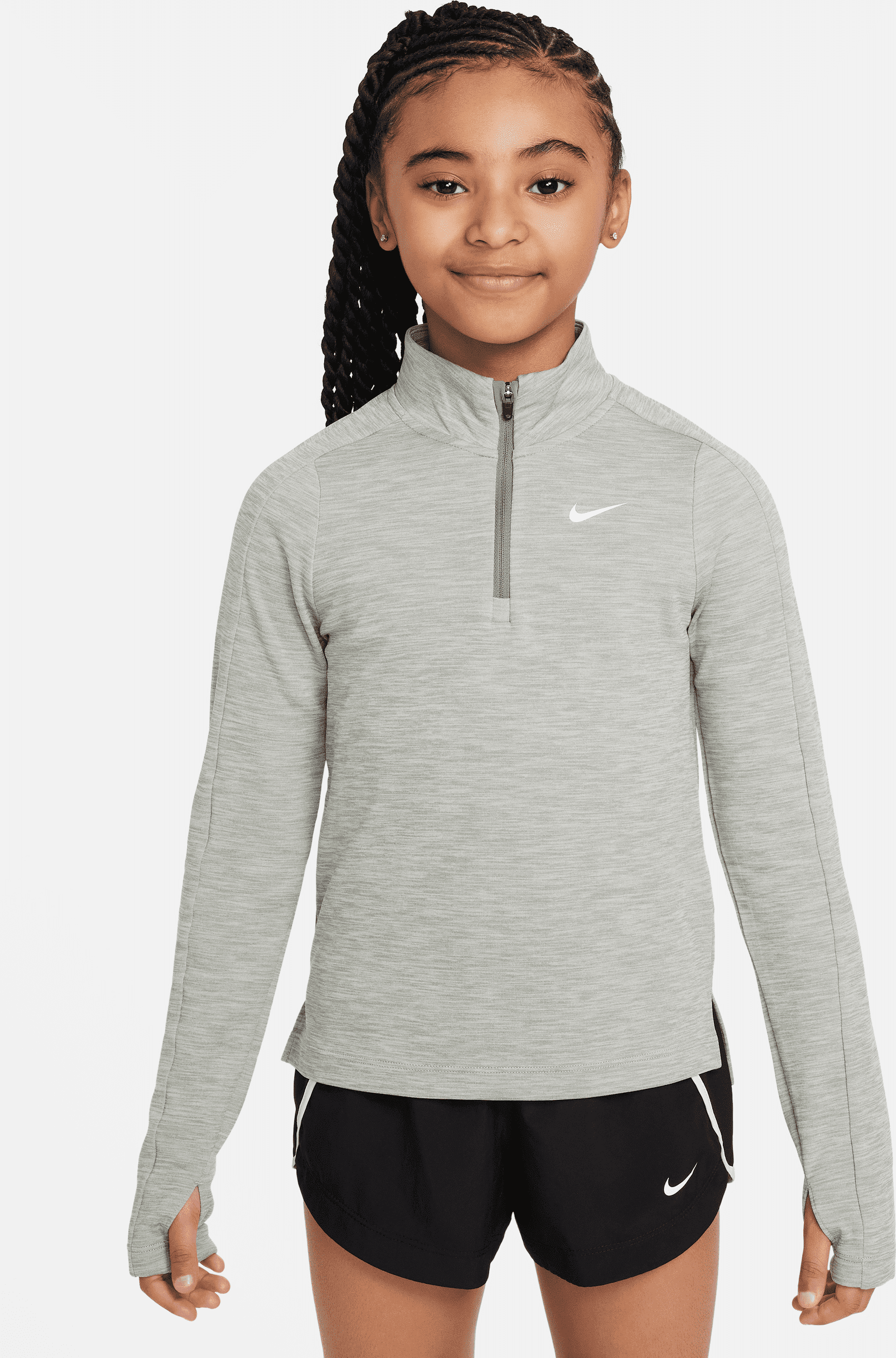 nike maglia a manica lunga con zip a metà lunghezza  dri-fit – ragazza - grigio