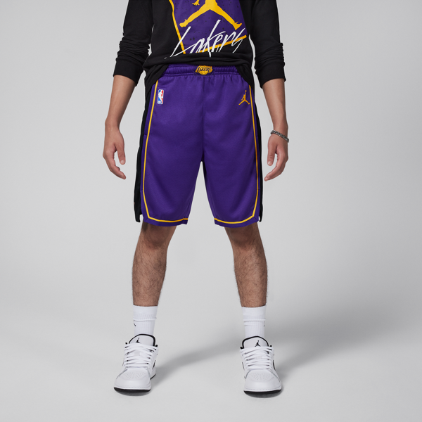 jordan shorts da basket los angeles lakers statement edition  nba swingman – ragazzi - viola