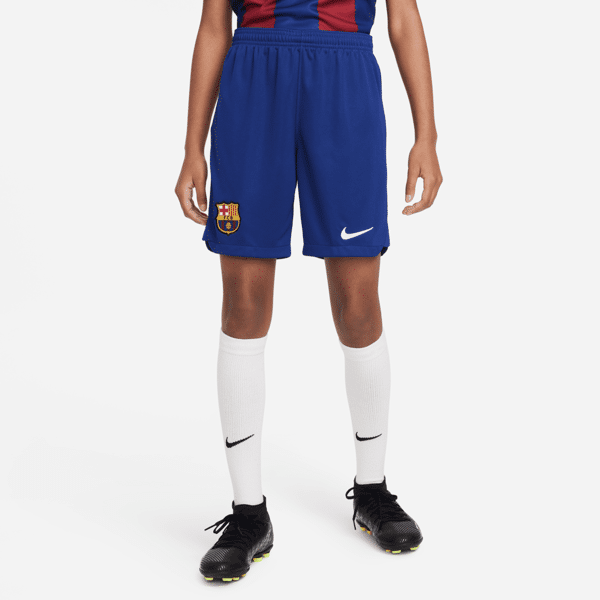 nike shorts da calcio  dri-fit fc barcelona 2023/24 stadium per ragazzi – home - blu