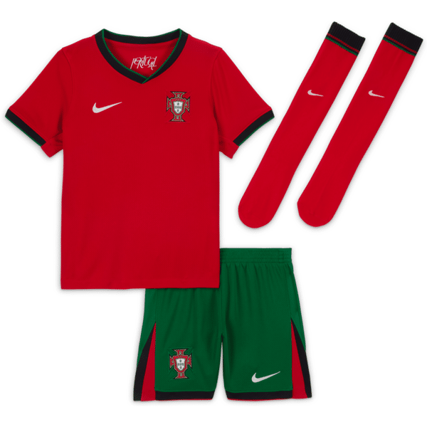 nike divisa da calcio replica in 3 pezzi  portogallo 2024 stadium per bambino/a – home - rosso