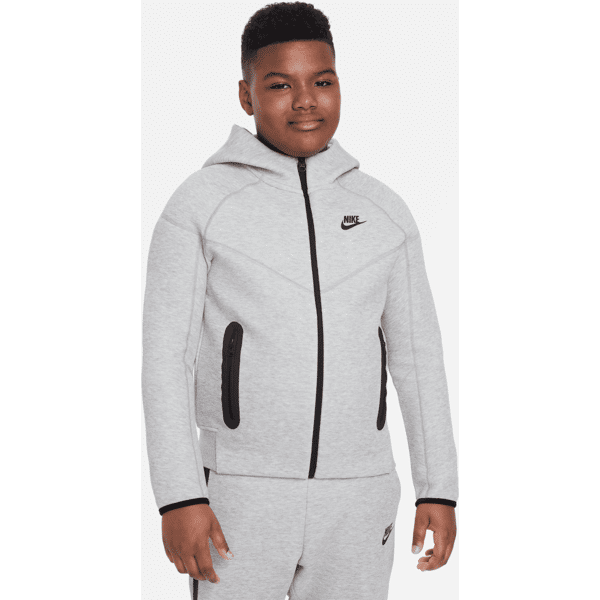 nike felpa con cappuccio e zip a tutta lunghezza  sportswear tech fleece (taglia grande) - ragazzo - grigio