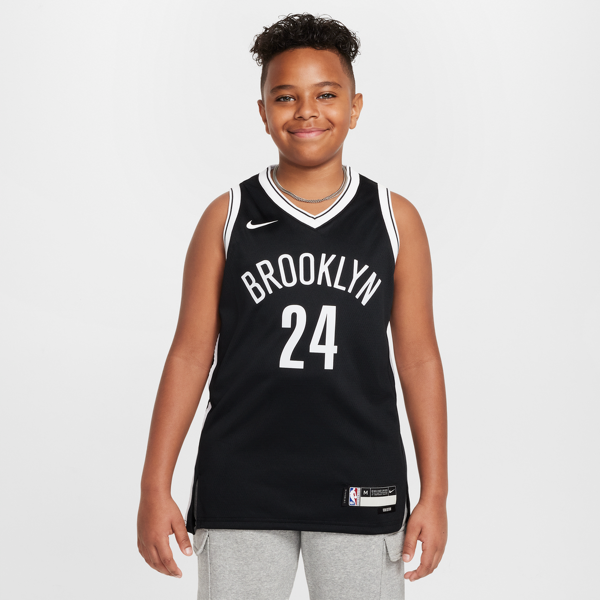 nike maglia brooklyn nets icon edition 2021/22 swingman  nba - ragazzo/a - nero