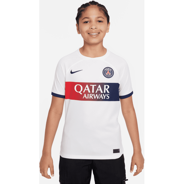 nike maglia da calcio  dri-fit paris saint-germain 2023/24 stadium per ragazzo/a – away - bianco