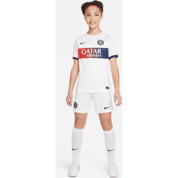 nike shorts da calcio  dri-fit paris saint-germain 2023/24 stadium per ragazzi – home/away - bianco