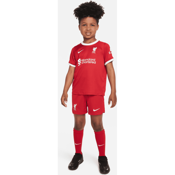 nike divisa in tre pezzi  dri-fit liverpool fc 2023/24 per bambino/a – home - rosso