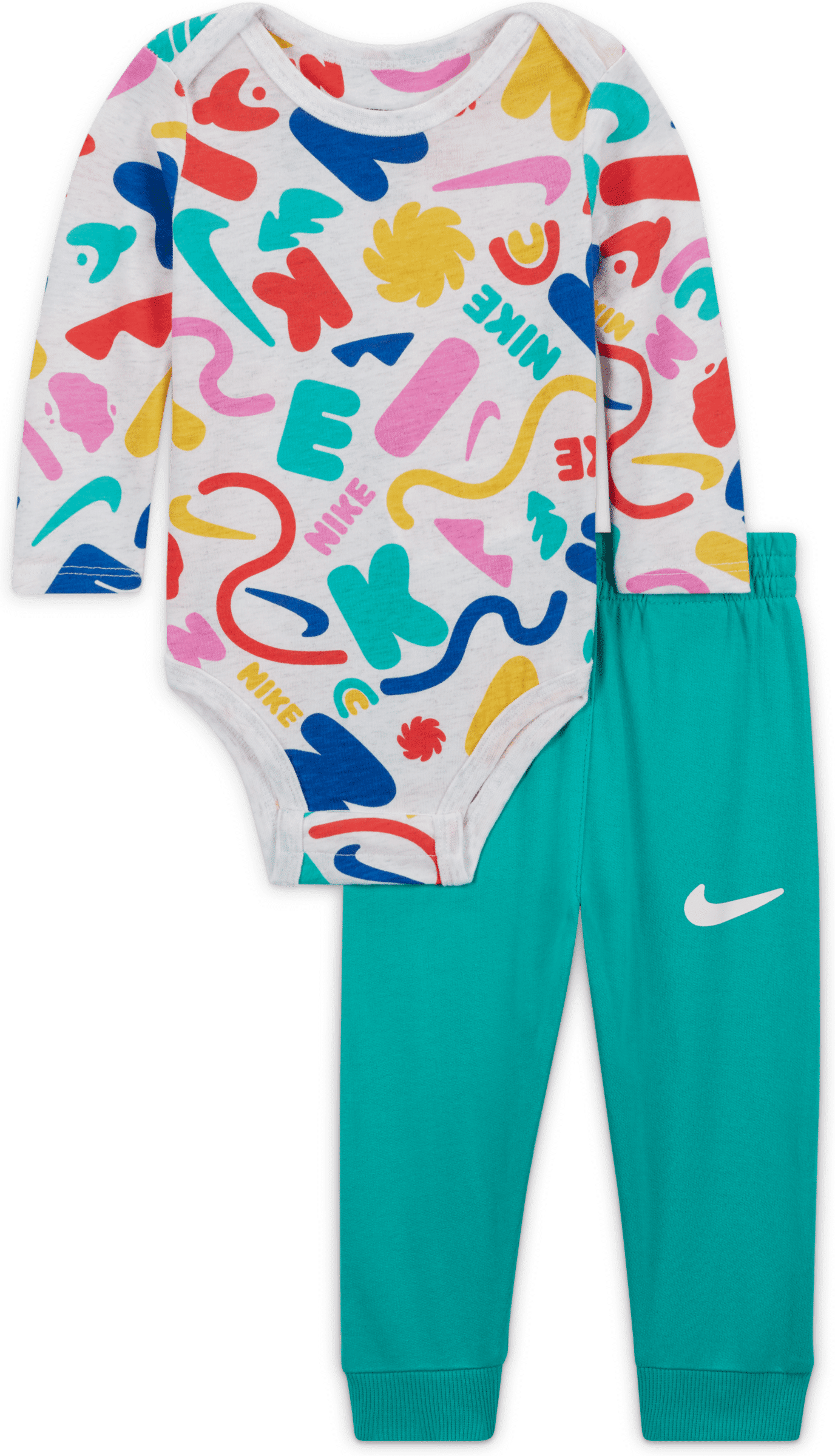 nike completo in 2 pezzi  sportswear primary play bodysuit and pants set – bebè - verde