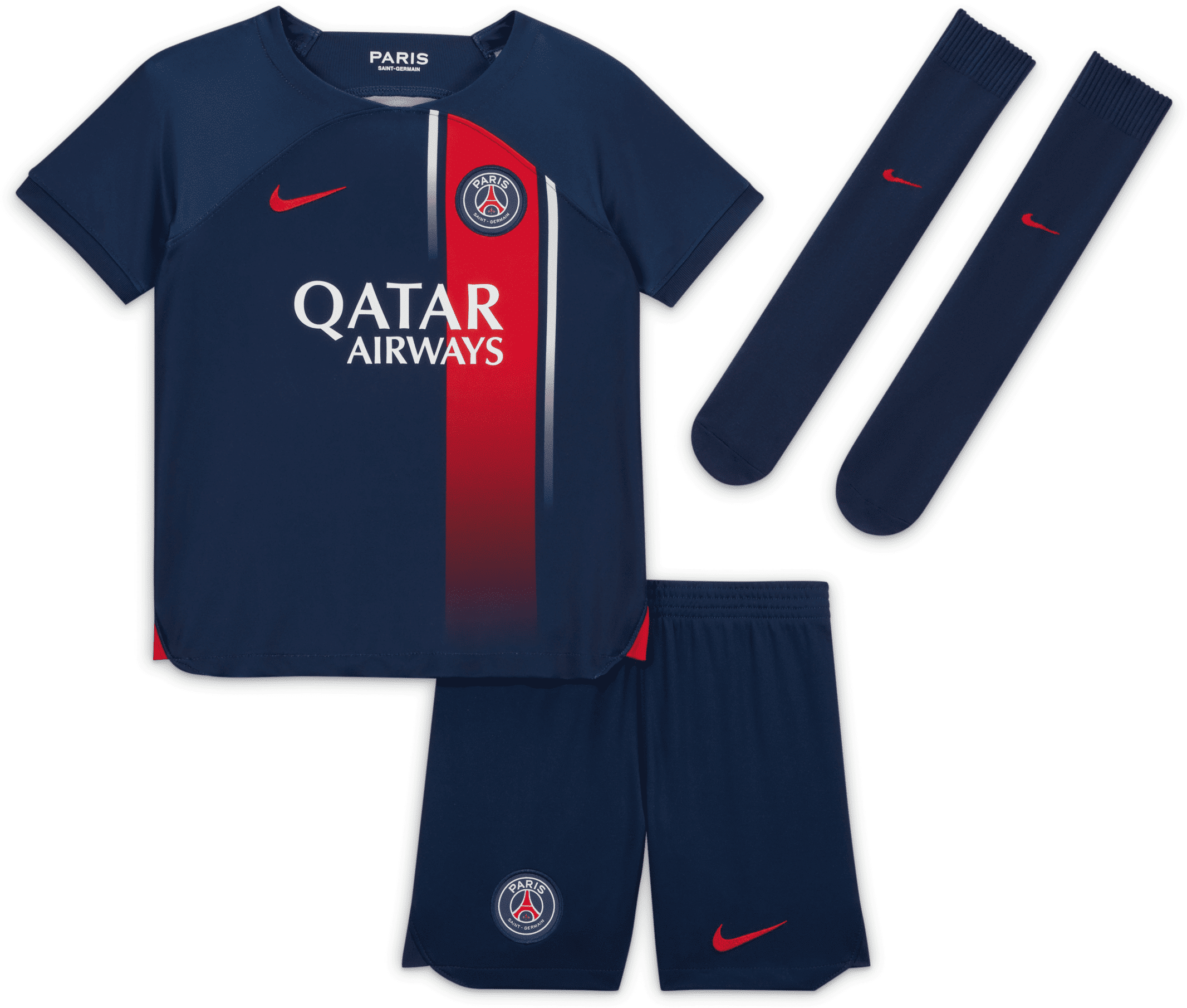 nike divisa in 3 pezzi  dri-fit paris saint-germain 2023/24 per bambino/a – home - blu