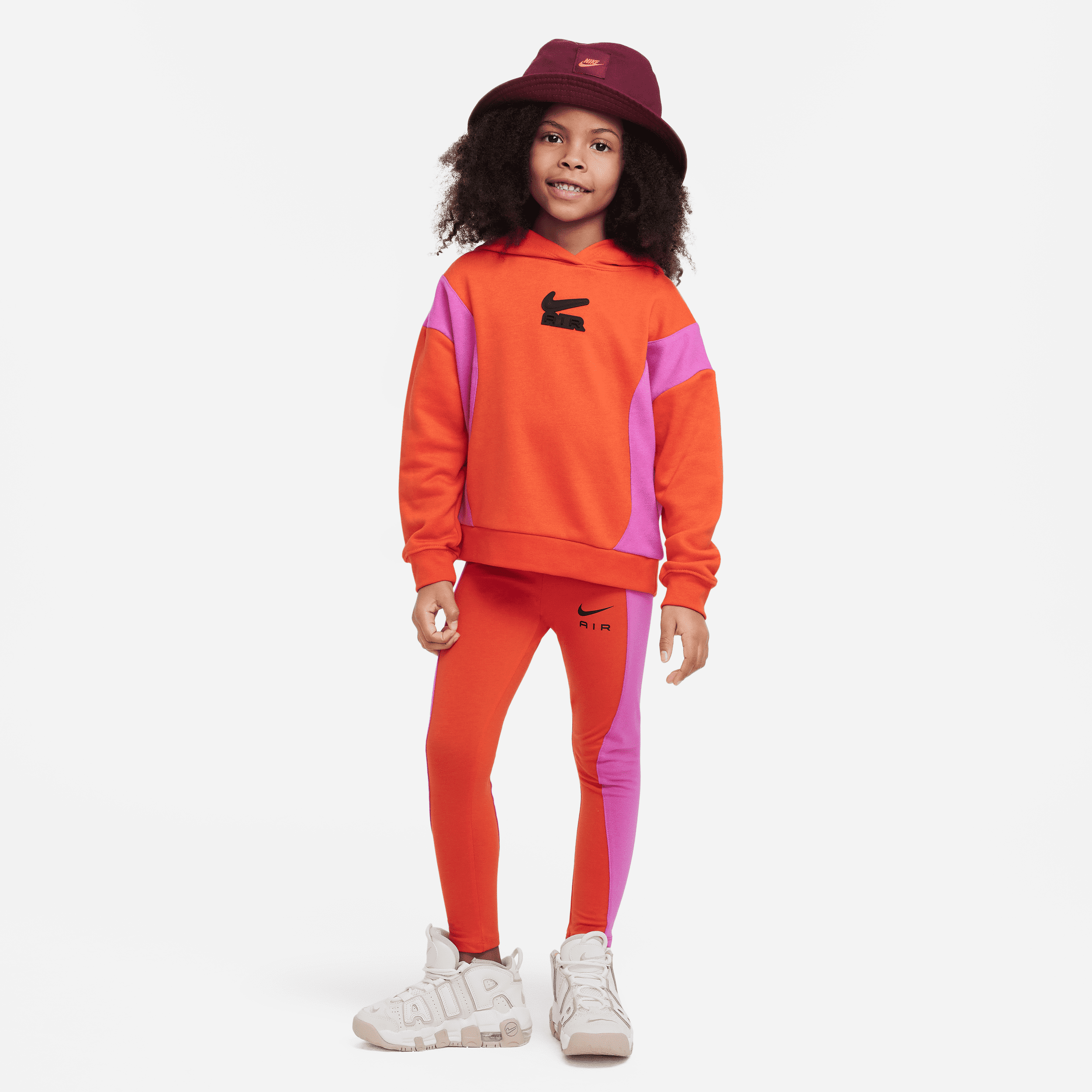 nike completo  air french terry pullover and leggings set – bambino/a - rosso