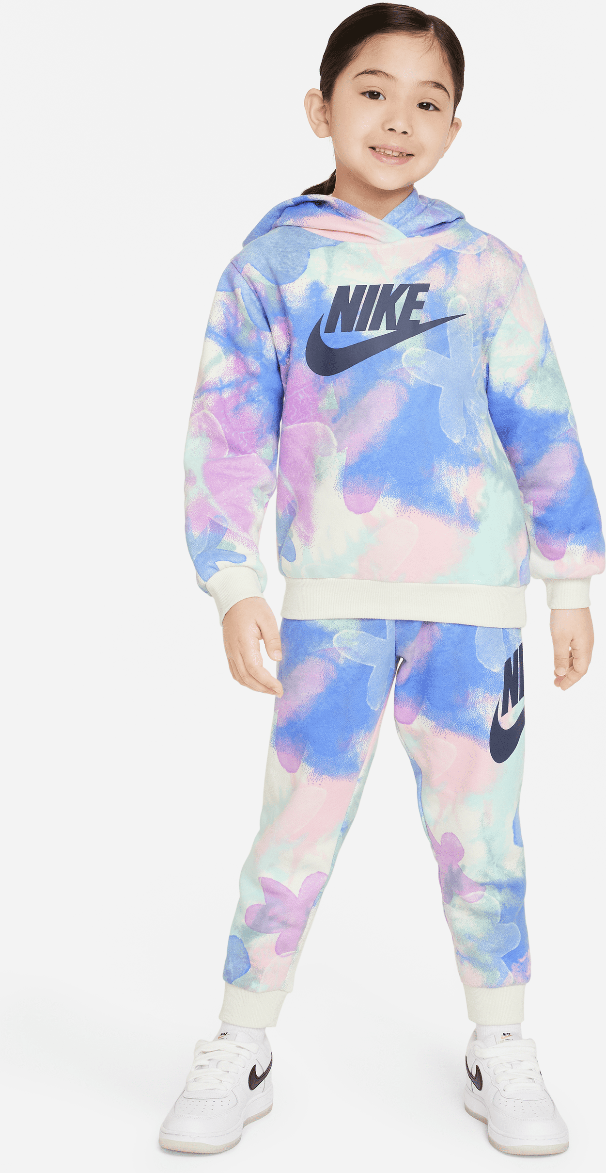 nike completo in 2 pezzi con felpa con cappuccio  sci-dye club fleece set – bambino/a - blu