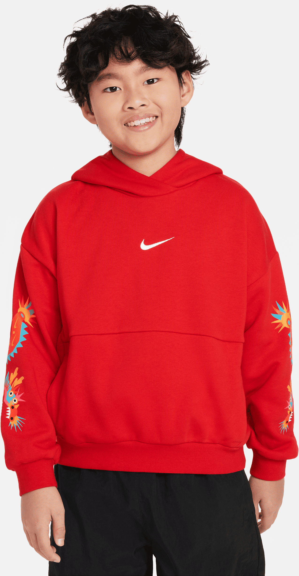 nike felpa con cappuccio  sportswear icon fleece lunar new year – ragazzo/a - rosso