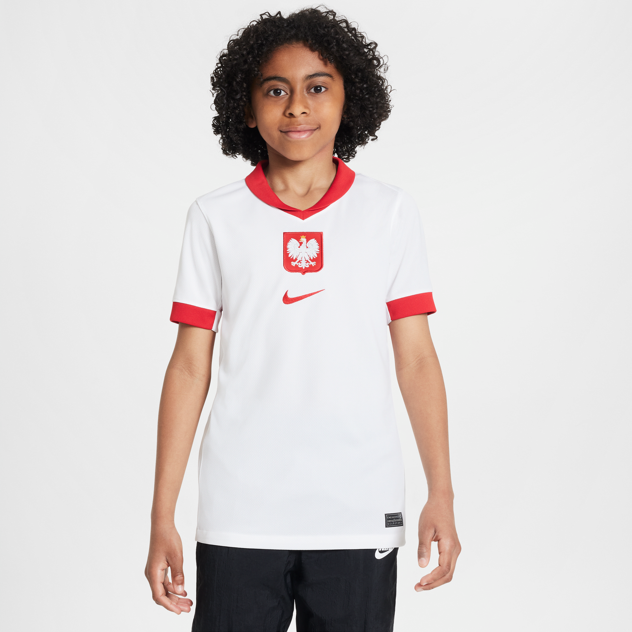 nike maglia da calcio replica  dri-fit polonia 2024/25 stadium per ragazzo/a – home - bianco