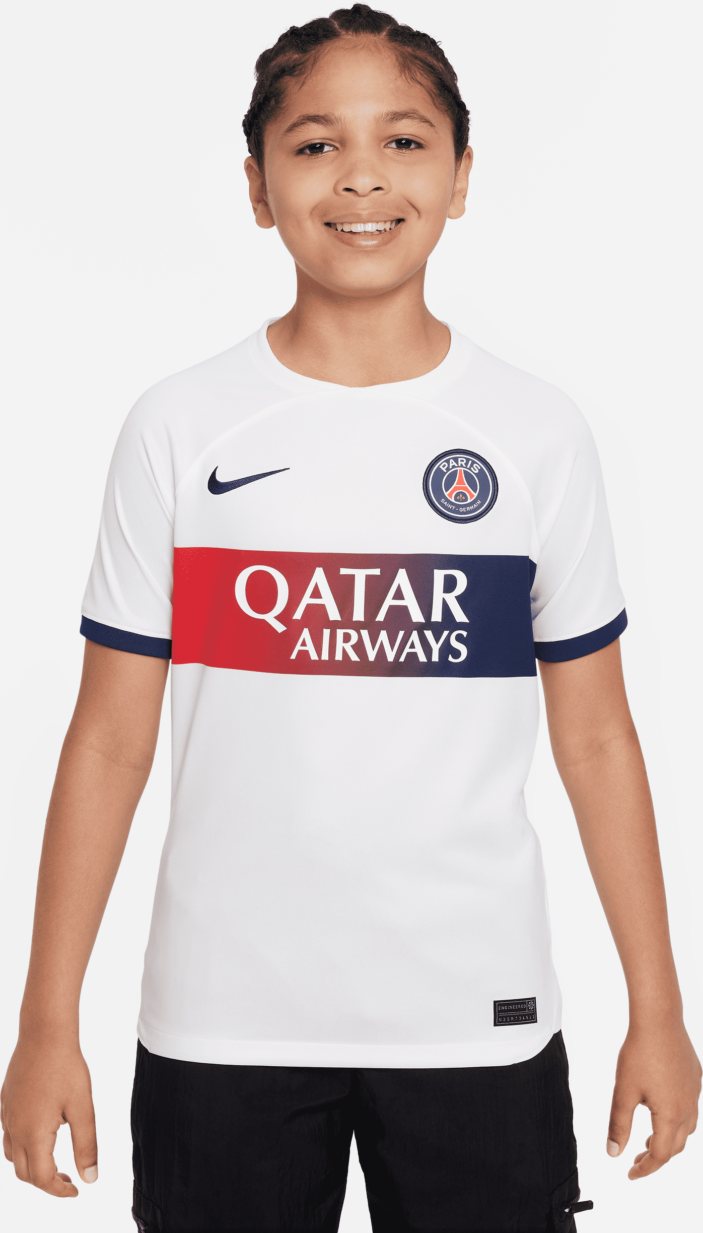 nike maglia da calcio  dri-fit paris saint-germain 2023/24 stadium per ragazzo/a – away - bianco