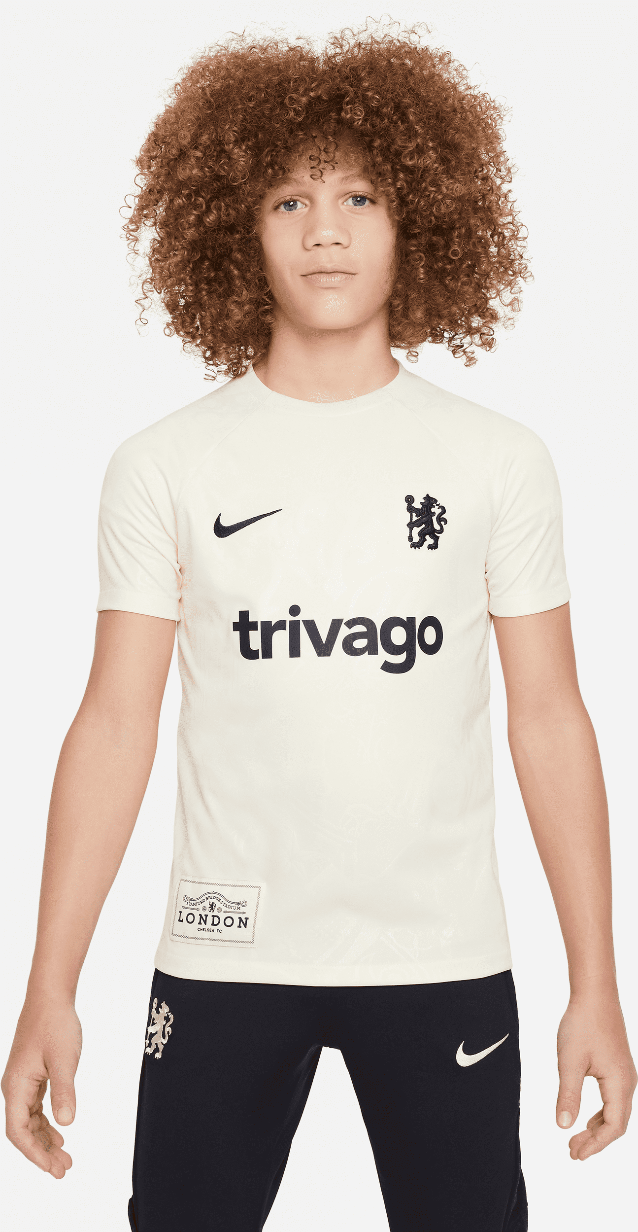 nike maglia da calcio pre-partita a manica corta  dri-fit chelsea fc academy pro – ragazzo/a - marrone