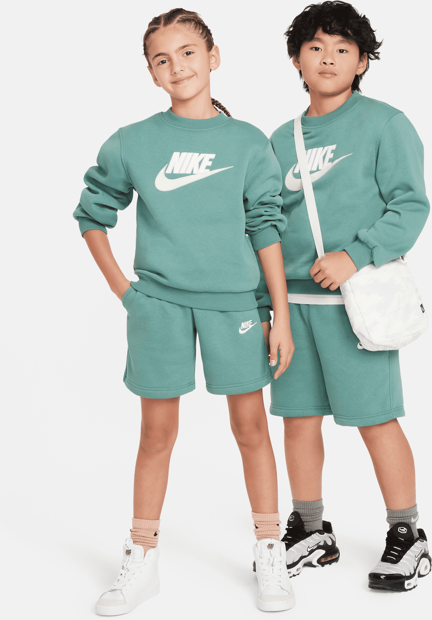 nike completo shorts tuta  sportswear club fleece – ragazzo/a - verde