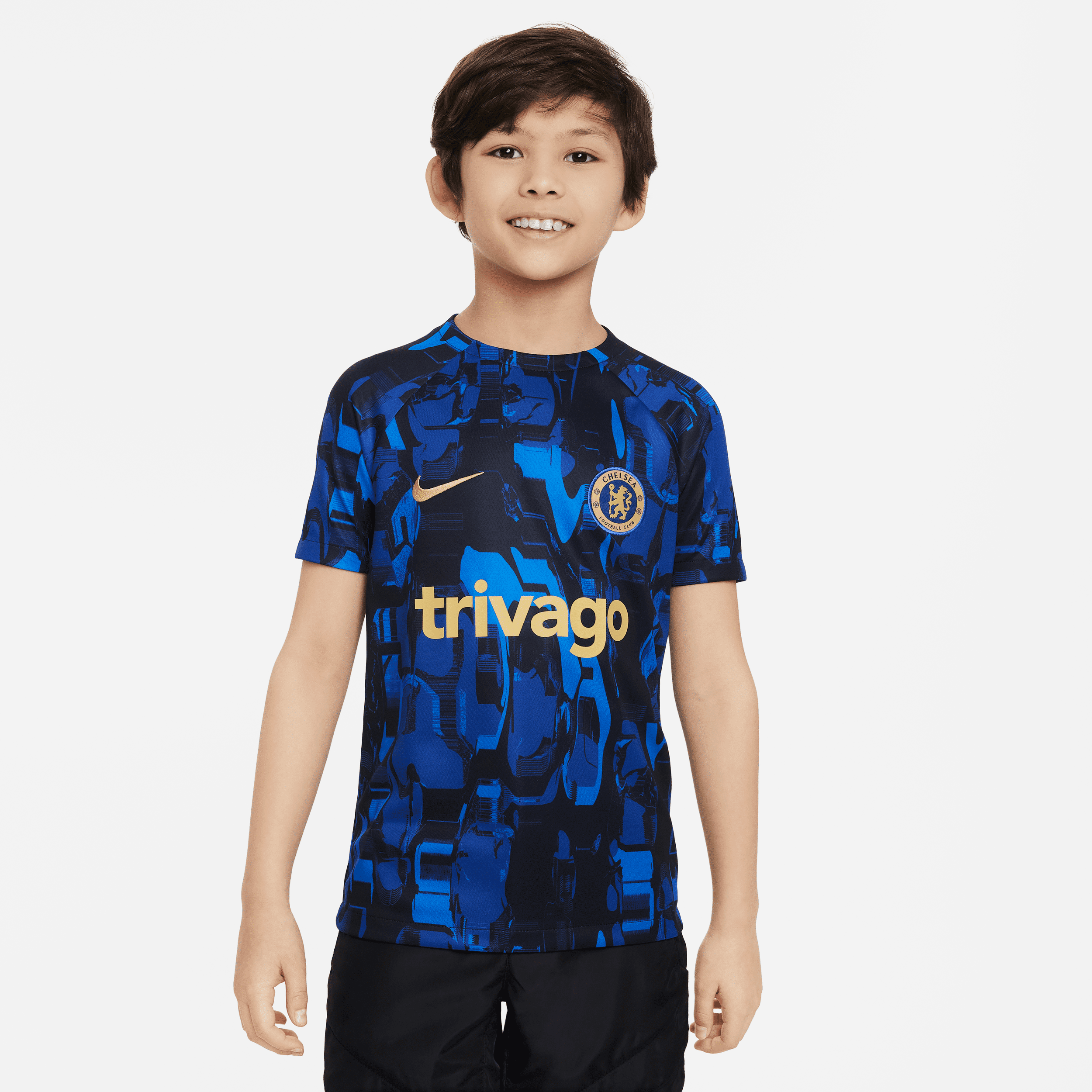 nike maglia da calcio pre-partita  dri-fit chelsea fc academy pro – ragazzo/a - blu