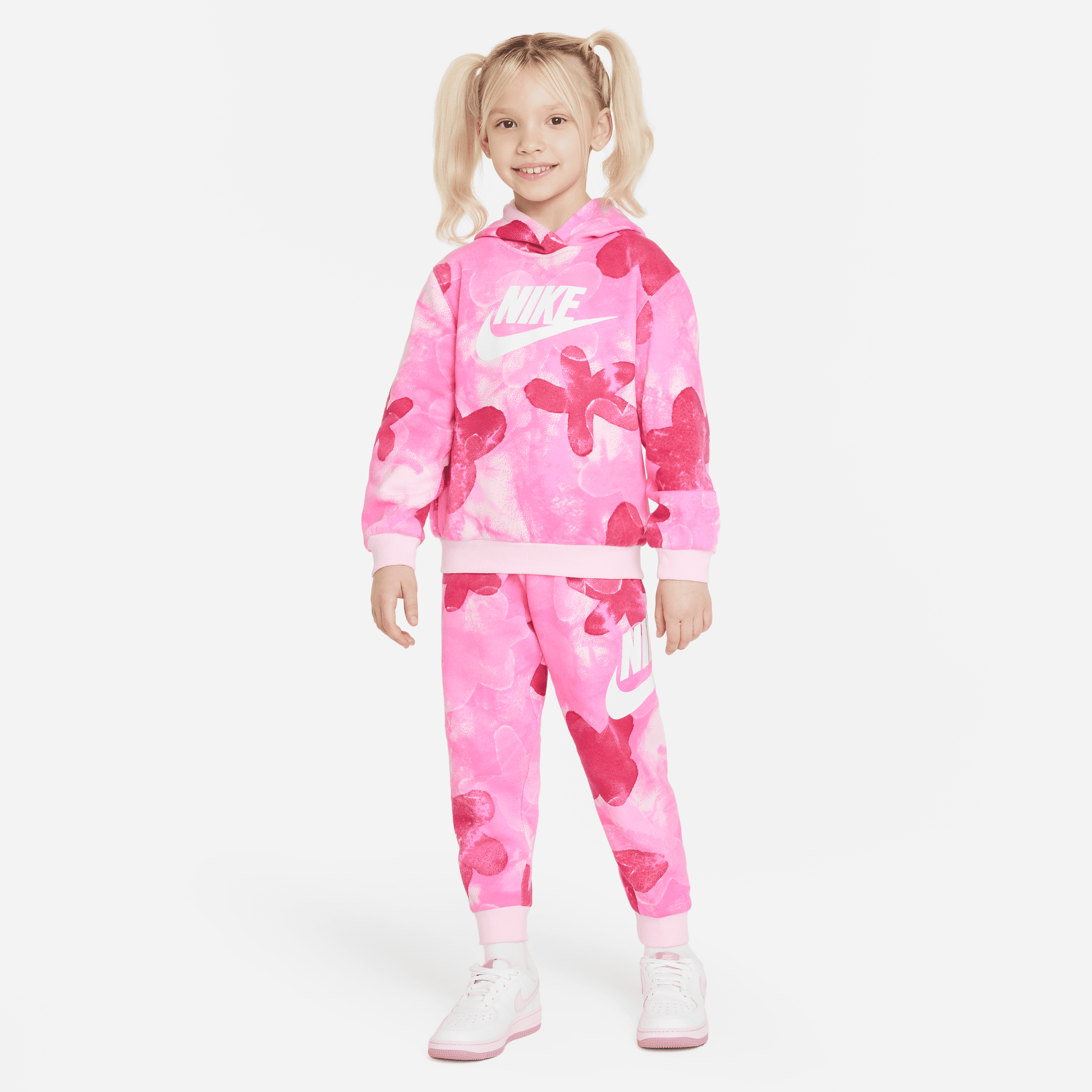 nike completo in 2 pezzi con felpa con cappuccio  sci-dye club fleece set – bambino/a - rosa