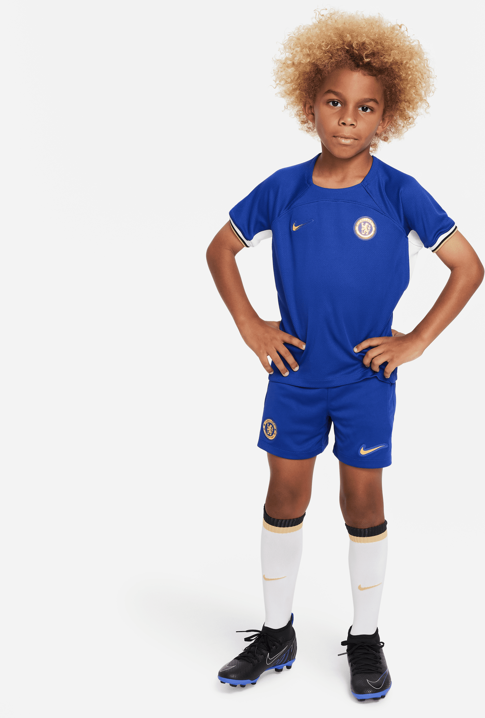 nike divisa in tre pezzi  dri-fit chelsea fc 2023/24 per bambini – home - blu