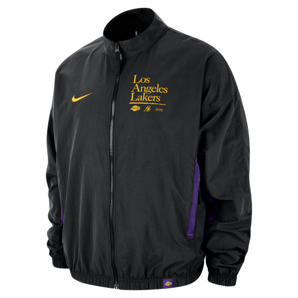 nike giacca in tessuto con grafica los angeles lakers dna courtside  nba – uomo - nero