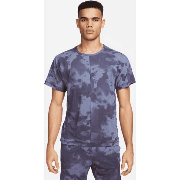 nike maglia da yoga a manica corta con stampa all-over  dri-fit – uomo - grigio