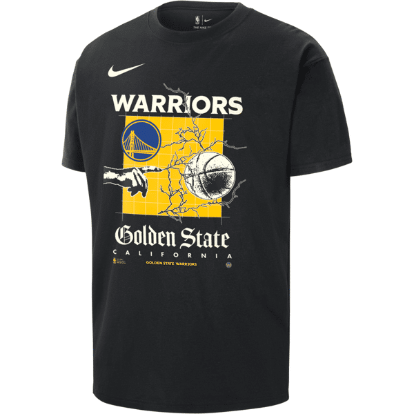 nike t-shirt max90 golden state warriors courtside  nba – uomo - nero