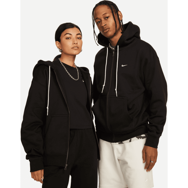 nike felpa con cappuccio e zip a tutta lunghezza  solo swoosh – uomo - nero