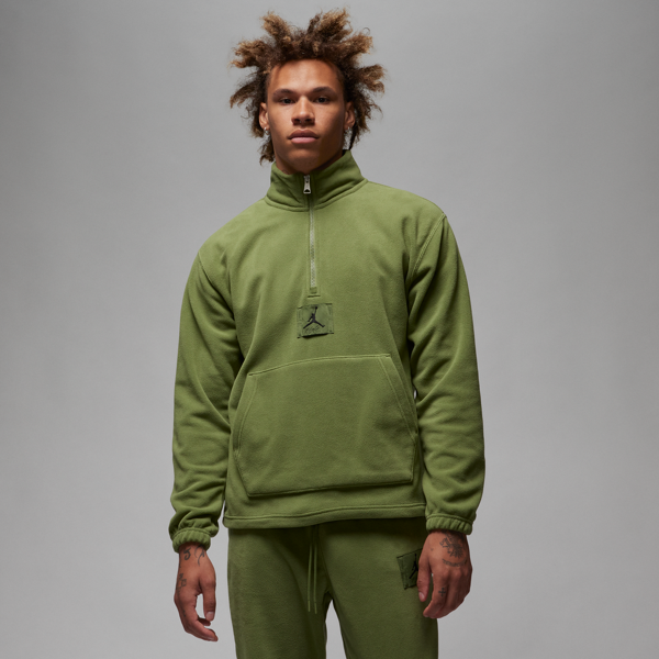 jordan felpa in fleece con zip a metà lunghezza per l'inverno  essentials – uomo - verde