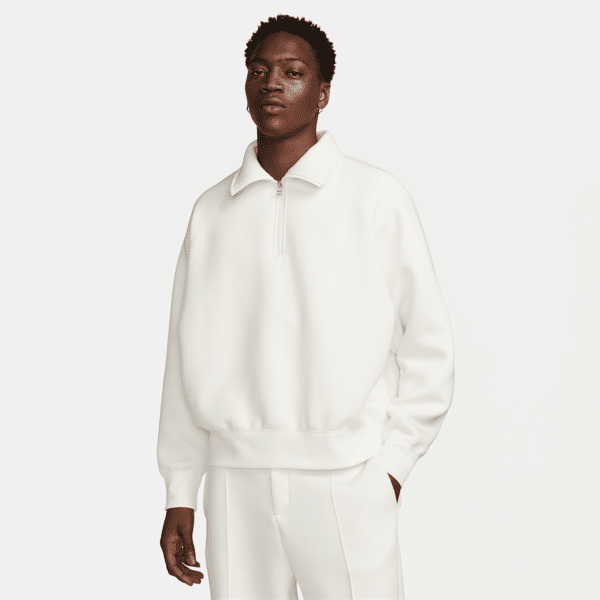 nike maglia con zip a metà lunghezza  tech fleece reimagined – uomo - bianco