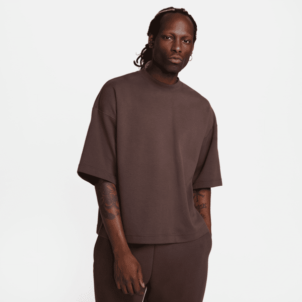 nike felpa oversize a manica corta  sportswear tech fleece reimagined – uomo - marrone