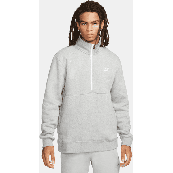 nike maglia con rovescio spazzolato e zip a metà lunghezza  sportswear club - uomo - grigio