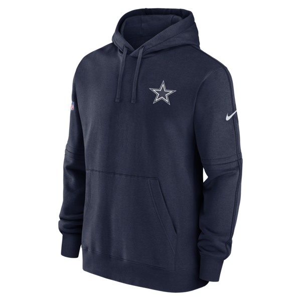 nike felpa pullover con cappuccio dallas cowboys sideline club  nfl – uomo - blu