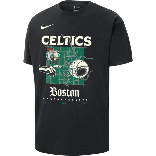 nike t-shirt max90 boston celtics courtside  nba – uomo - nero