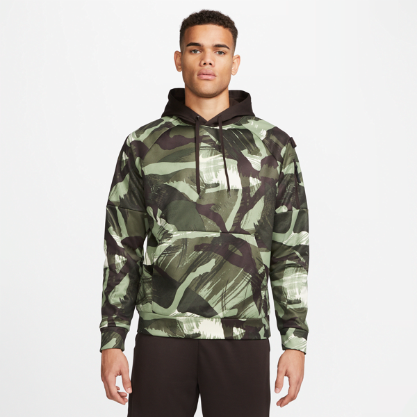 nike felpa da fitness camo all-over con cappuccio  therma-fit – uomo - marrone