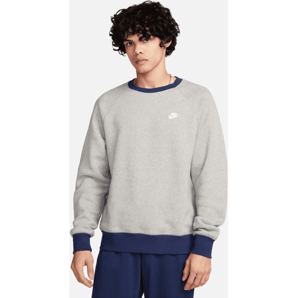 nike felpa a girocollo con manica lunga a raglan  club fleece – uomo - grigio