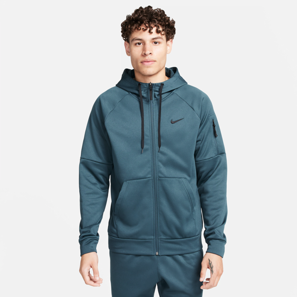 nike maglia fitness con zip a tutta lunghezza therma-fit  therma – uomo - verde