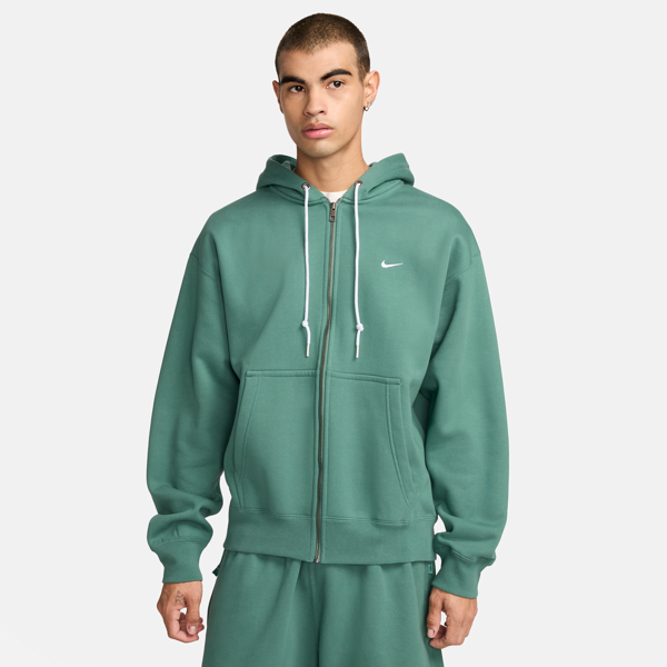 nike felpa con cappuccio e zip a tutta lunghezza  solo swoosh – uomo - verde