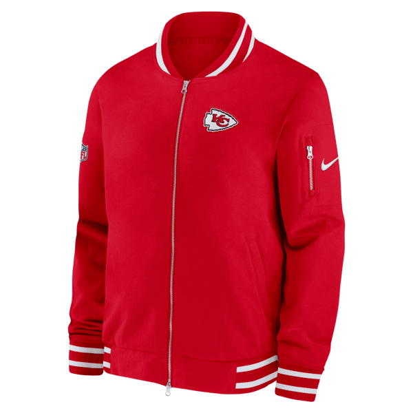 nike giacca bomber con zip a tutta lunghezza  coach (nfl kansas city chiefs) – uomo - rosso