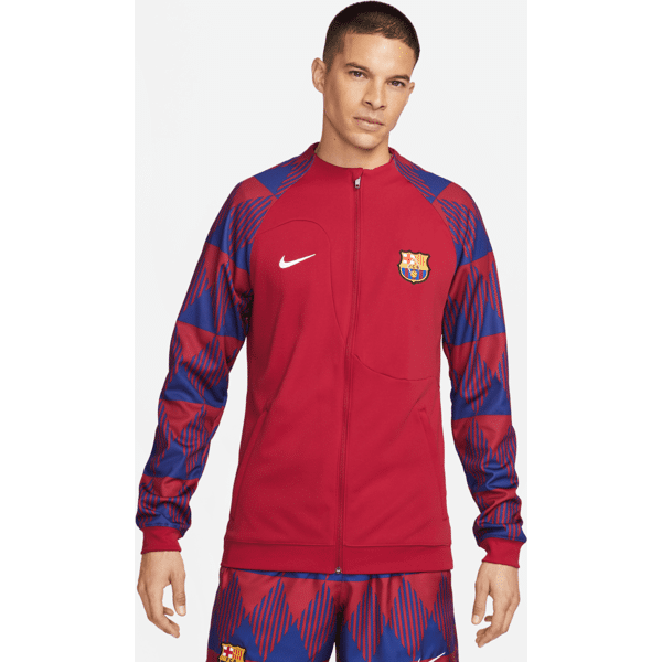 nike giacca da calcio in maglia con zip a tutta lunghezza  fc barcelona academy pro – uomo - rosso