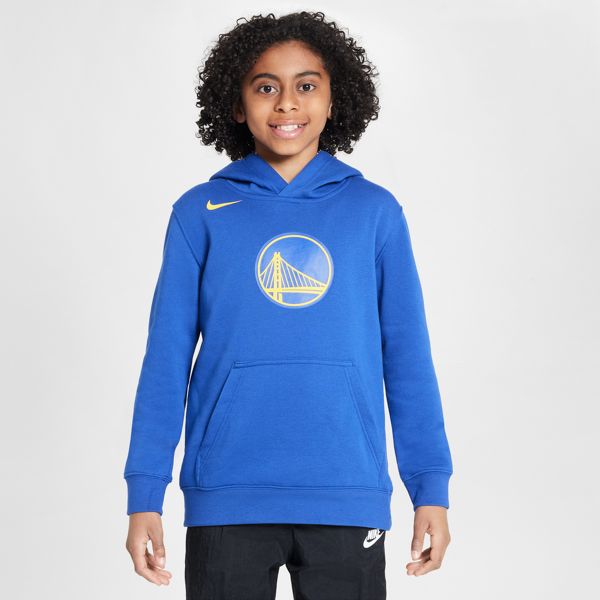 nike felpa pullover in fleece con cappuccio golden state warriors club  nba – ragazzo/a - blu