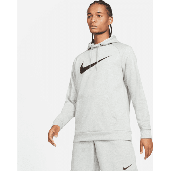 nike felpa fitness dri-fit con cappuccio  dry graphic – uomo - grigio