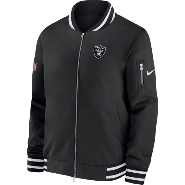 nike giacca bomber con zip a tutta lunghezza  coach (nfl las vegas raiders) – uomo - nero