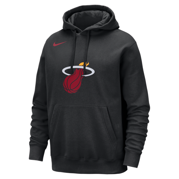 nike felpa pullover con cappuccio miami heat club  nba – uomo - nero