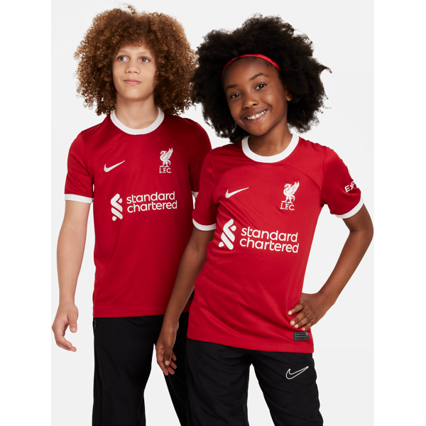 nike maglia da calcio  dri-fit liverpool fc 2023/24 stadium per ragazzi – home - rosso