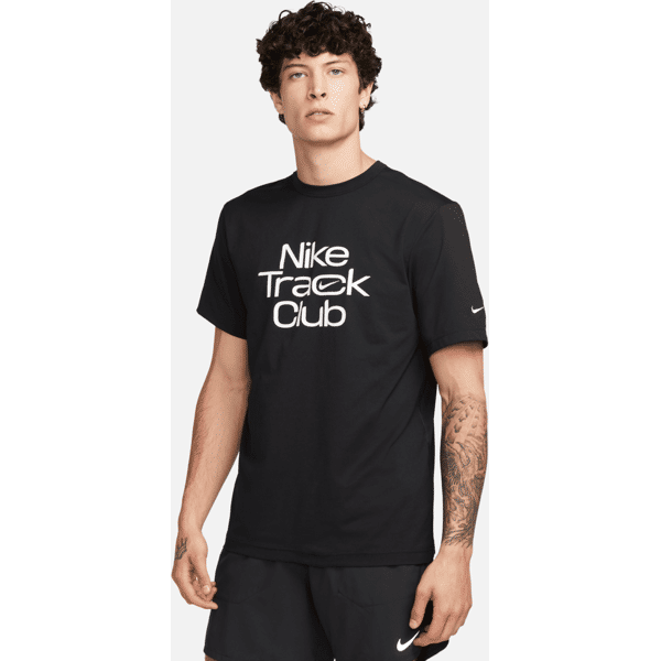 nike maglia da running dri-fit a manica corta  track club – uomo - nero