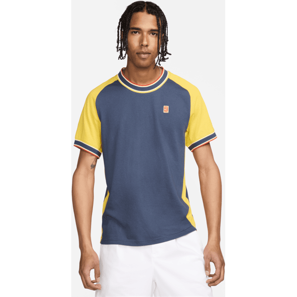 nike maglia da tennis a manica corta court heritage – uomo - blu