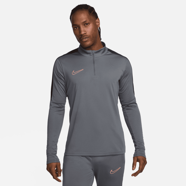 nike maglia da calcio dri-fit con zip a metà lunghezza  academy – uomo - grigio