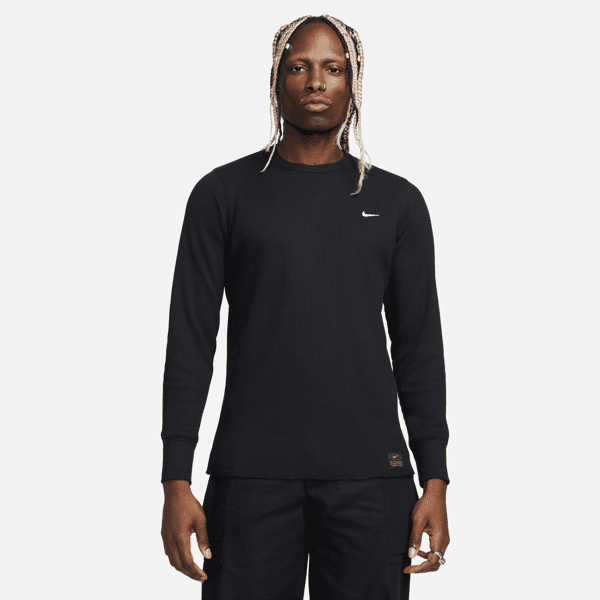 nike maglia waffle pesante a manica lunga  life – uomo - nero