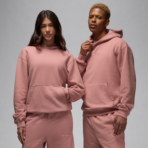 jordan felpa in fleece con cappuccio air  wordmark – uomo - rosa