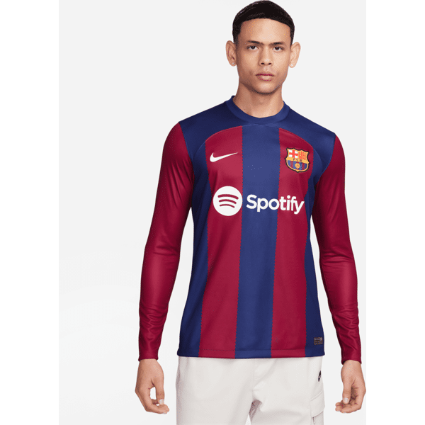 nike maglia da calcio a manica lunga  dri-fit fc barcelona 2023/24 stadium da uomo – home - blu