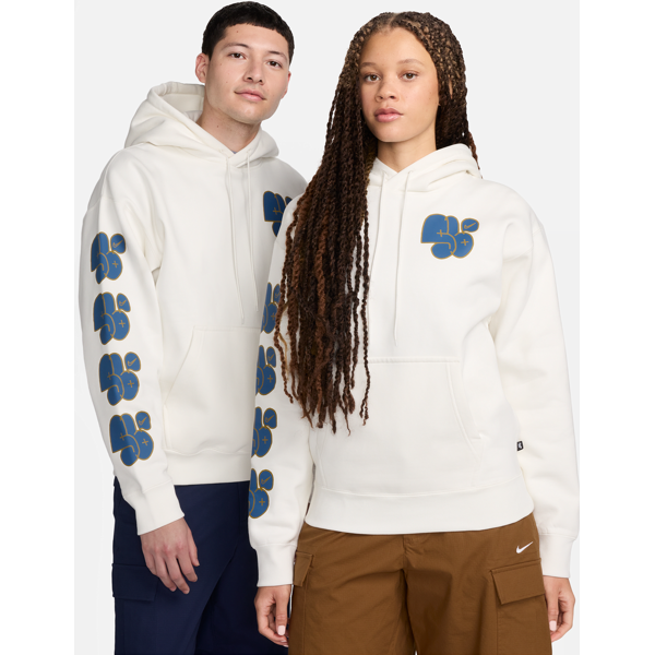 nike felpa pullover da skateboard con cappuccio in fleece  sb - bianco